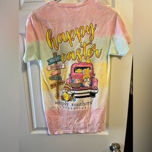 Simply Southern Happy Easter Multicolored Graphic T-shirt Size Small